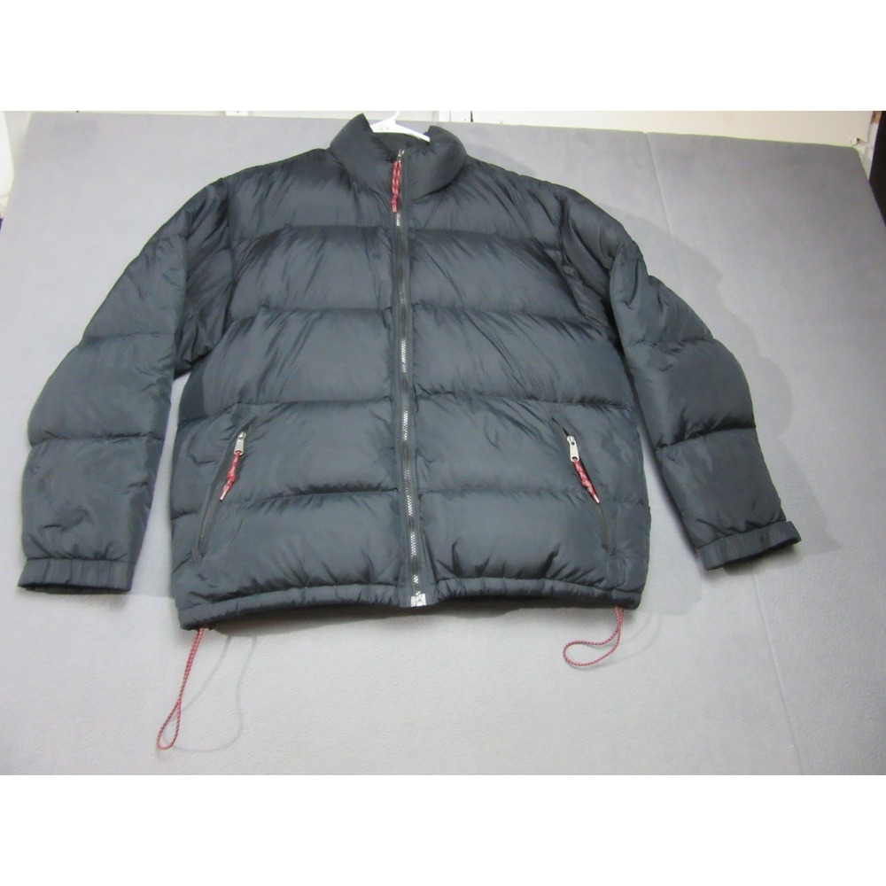EMS Down Puffer Jacket Mens Large Black Goose Feather Insulated Full Zip Coat